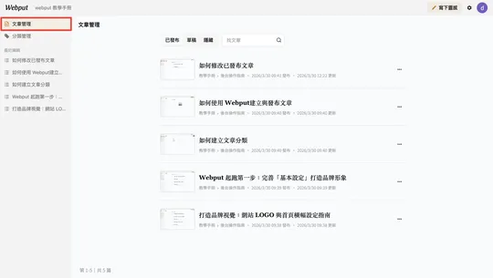 如何修改已發布文章